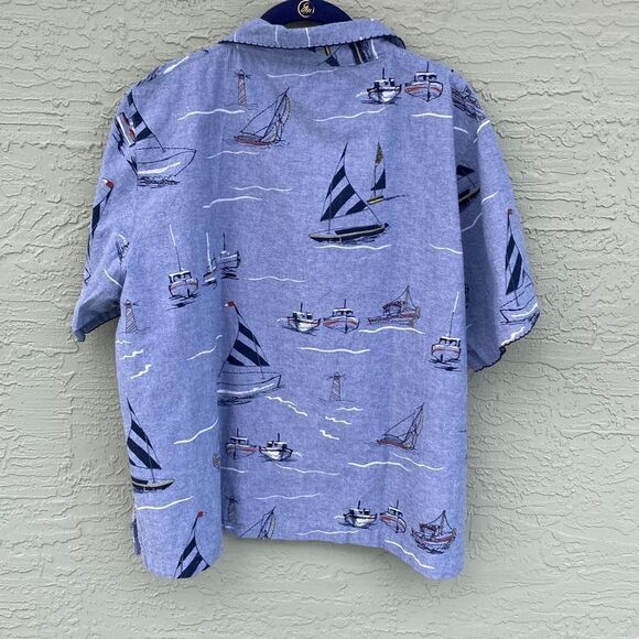 Palm Grove Boats & Lighthouses Sz 2X Button Up - Picture 12 of 15